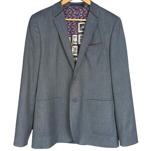 Ted Baker Men's Classic Two Button Front Sport Coat Blue Ted Size 4 US Size 40